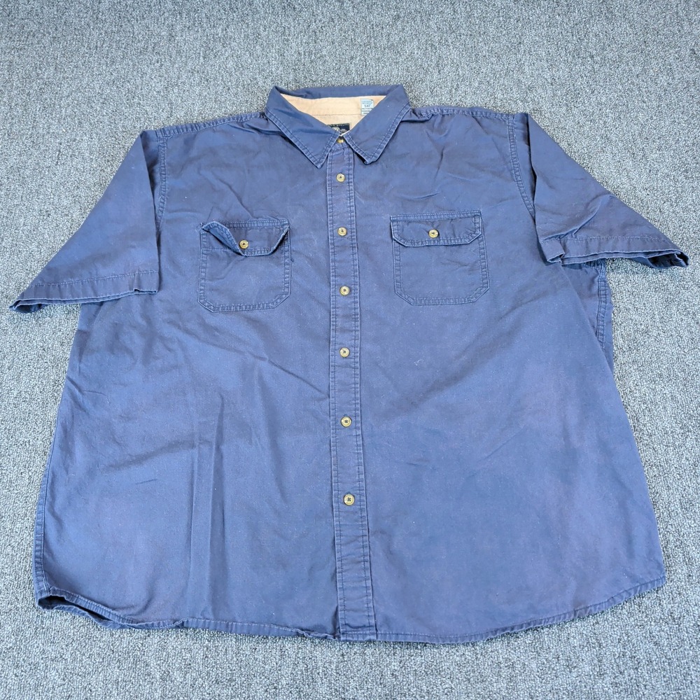 Wrangler Authentics Shirt 2XL Mens Navy Blue Cotton Short Sleeve Workwear Button — photo 2